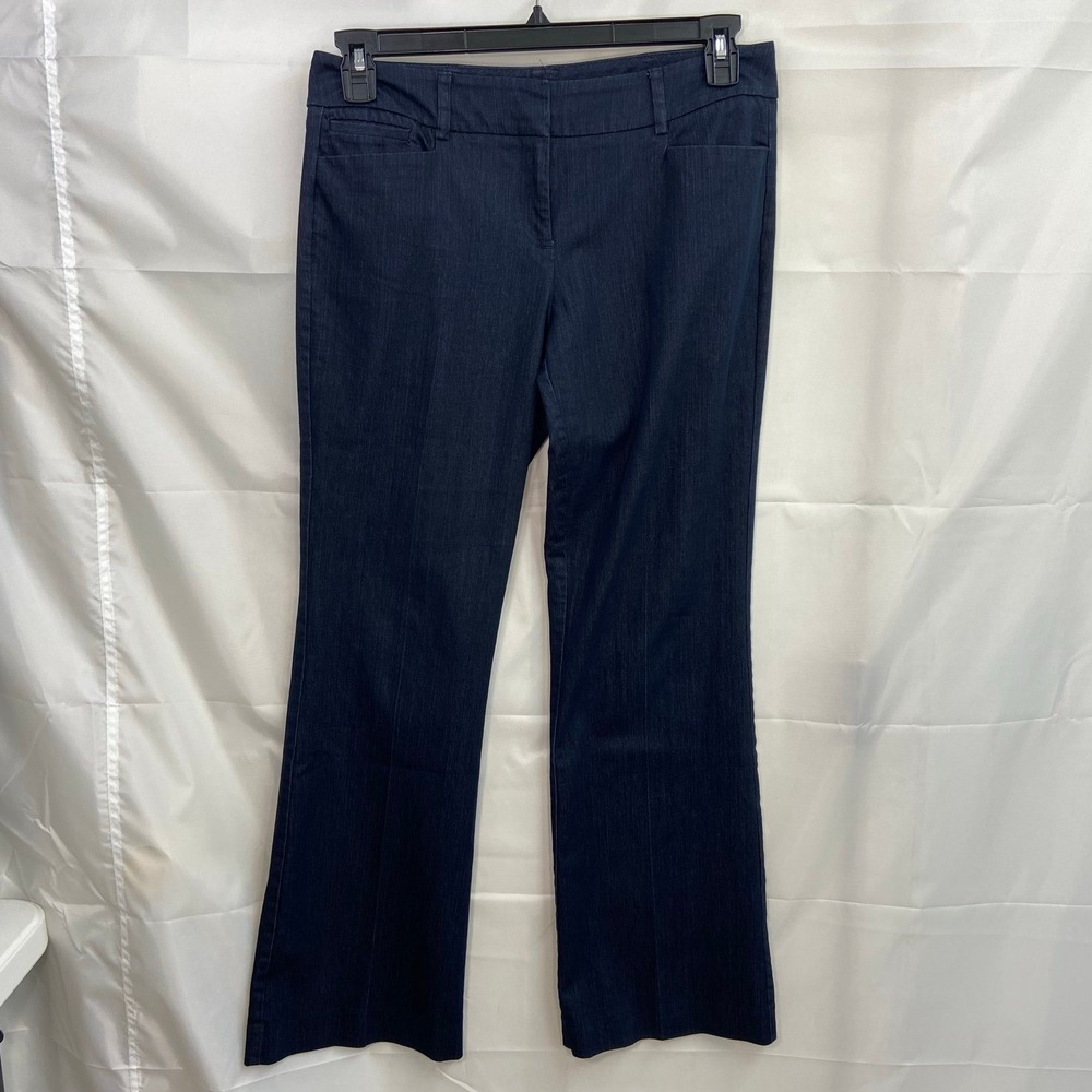 7th Avenue NY&CO Design Studio women's dark blue‎ wide leg stretch cotton jeans